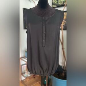 LOFT Polyester Draw Waist Henley Tank Top Blouse Size Medium